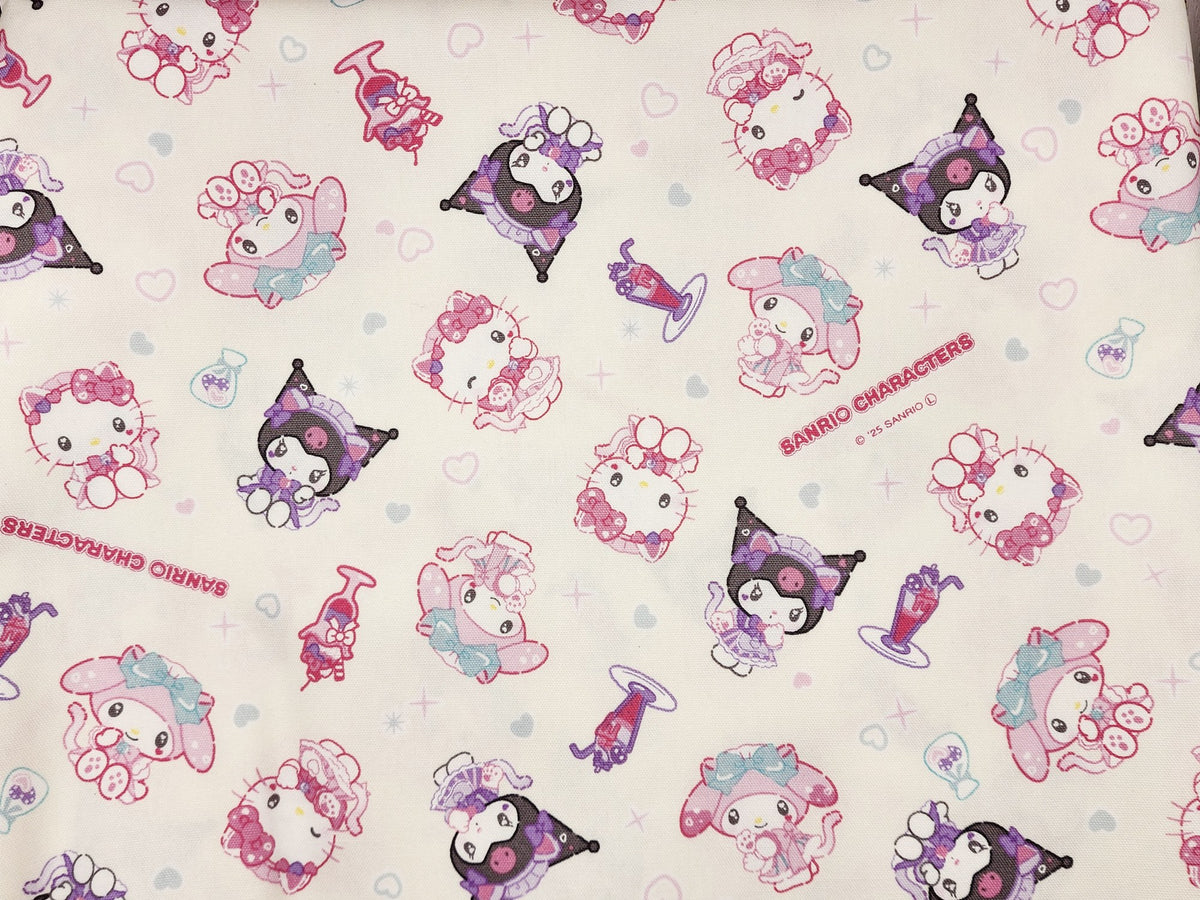 Sanrio Characters Neko Mimi Maid Cafe Oxford Licensed Fabric printed in Japan by the Half Yard
