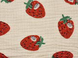 Strawberry Patterned Crinkle Quadruple Gauze Fabric made in Korea by the Yard 36" x 59" or 90 x 150cm
