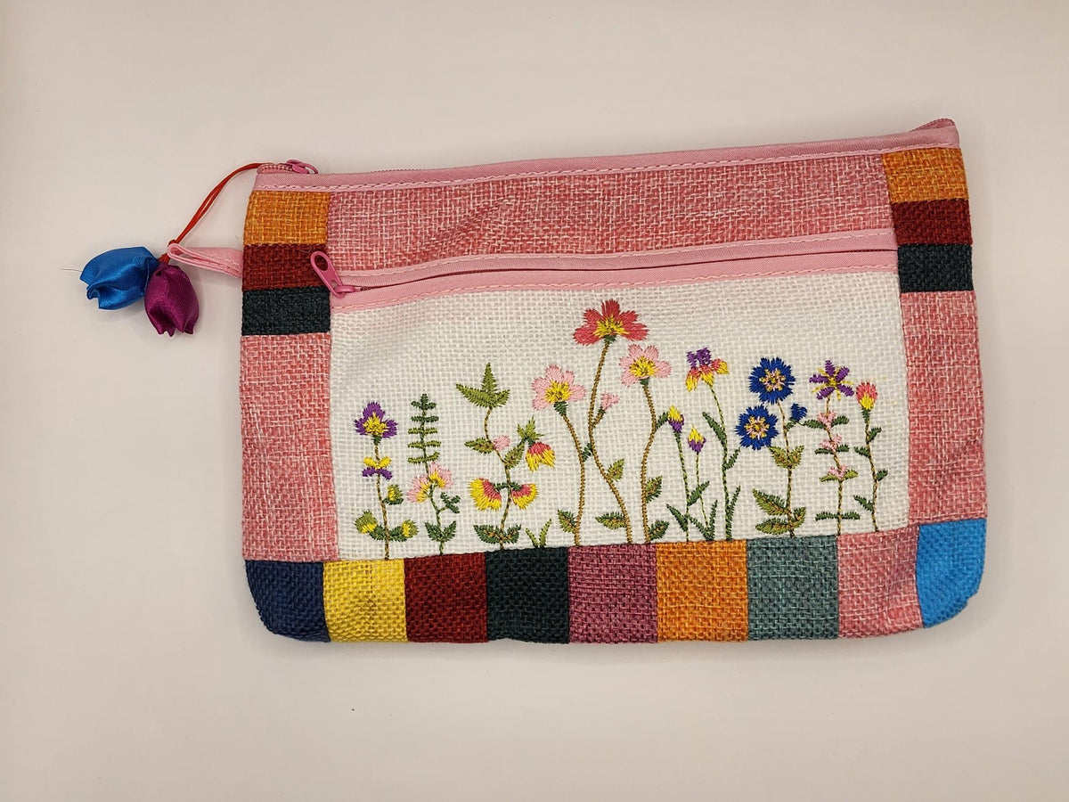 Korean Traditional Flower Embroidery Patterned Coin Purse Mini Pocket Korean Featured Style