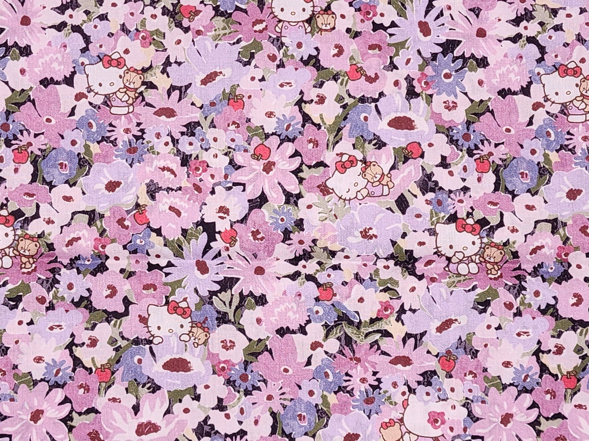 Liberty Tana Lawn 三麗鷗 Hello Kitty 花朵布料日本印花 FQ 45 公分 x 53 公分或 18 英寸 x 21 英寸