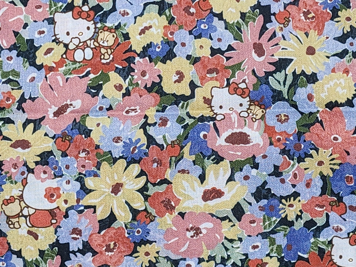 Liberty Tana Lawn 三麗鷗 Hello Kitty 花朵布料日本印花 FQ 45 公分 x 53 公分或 18 英寸 x 21 英寸