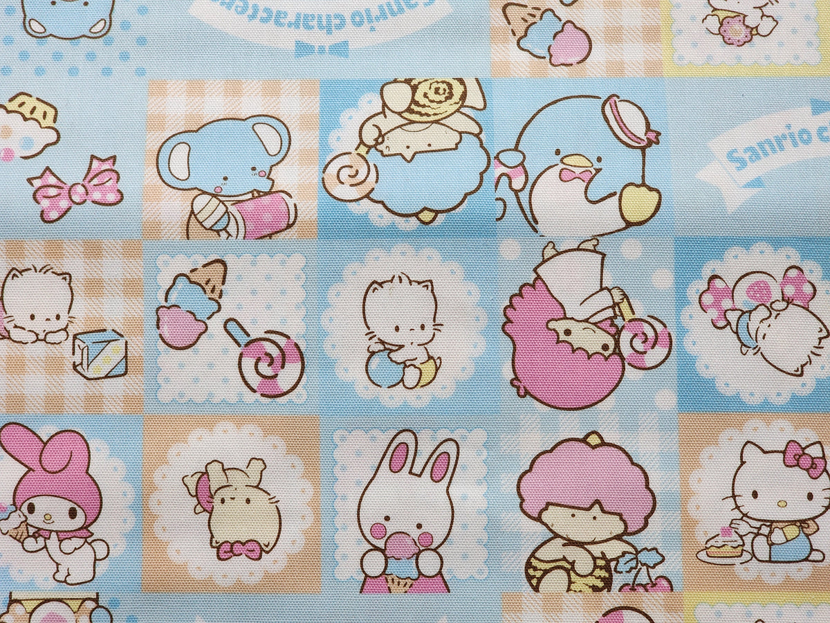 Sanrio Characters Comic Block Patchwork Oxford Licensed Fabric printed in Japan by the Half Yard