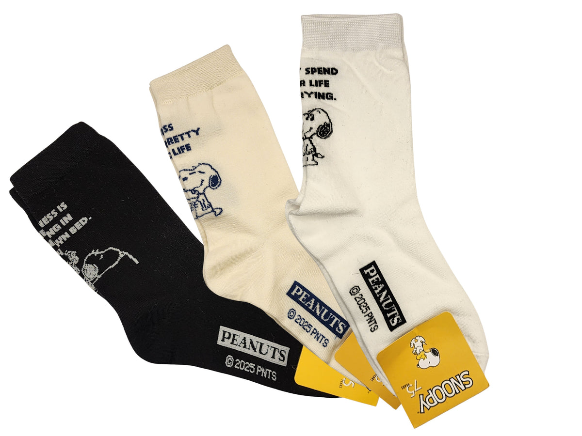 3 Pairs of Snoopy Lettering Socks Half-Crew Socks Women's Sock