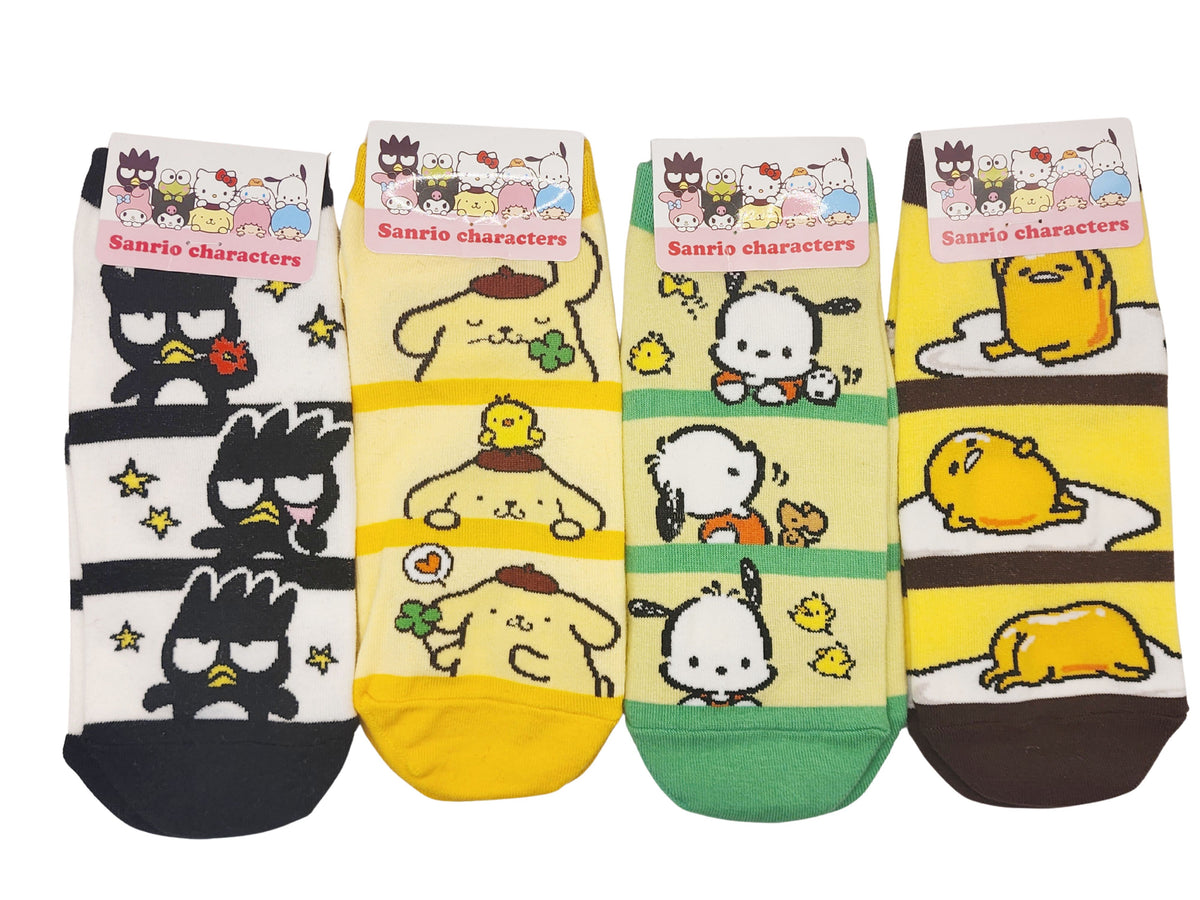 4 Pairs of Sanrio Character Ankle Socks Stacked Design Women's Sock