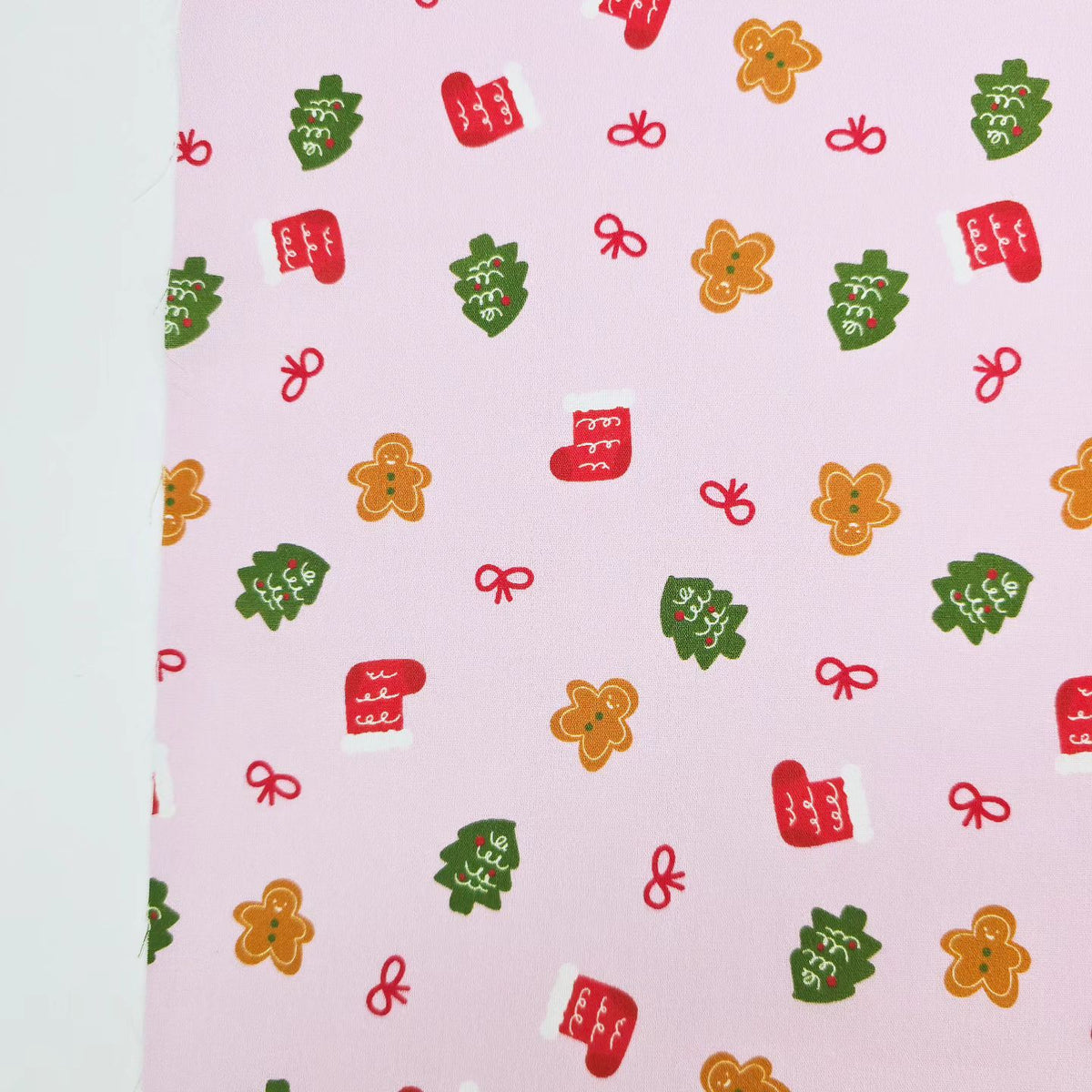 Christmas Tree Socks Cookie Patterned 40s Fabric made in Korea by the Yard 36" x 58" or 90 x 145cm