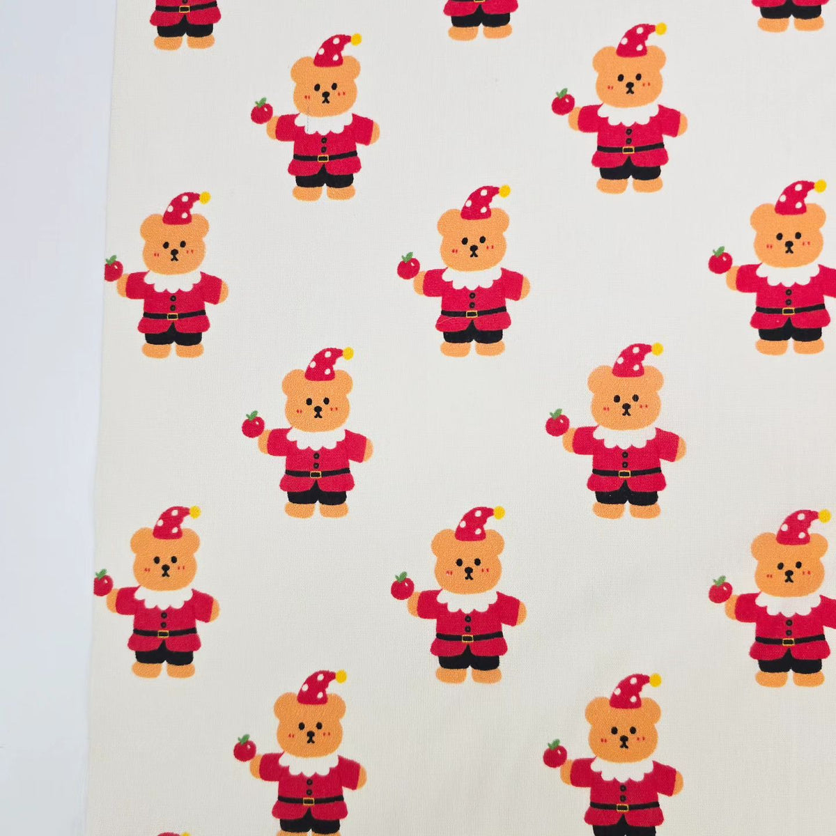 Christmas Santa Teddy bear Patterned 40s Fabric made in Korea by the Yard 36" x 58" or 90 x 145cm