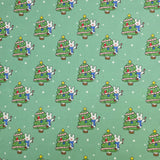 Christmas Tree & Cute Bunny Patterned 40s Fabric made in Korea by the Yard 36" x 58" or 90 x 145cm