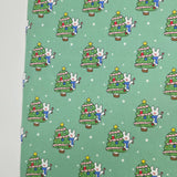 Christmas Tree & Cute Bunny Patterned 40s Fabric made in Korea by the Yard 36" x 58" or 90 x 145cm