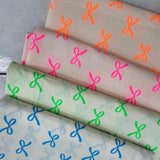 Neon Colored Ribbon Patterned 80s Fabric made in Korea by the Yard