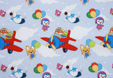 Penguin Pororo, Crong, Eddy, Loopy, Petty Pororo Airplane Fabric made in Korea by the Half Yard
