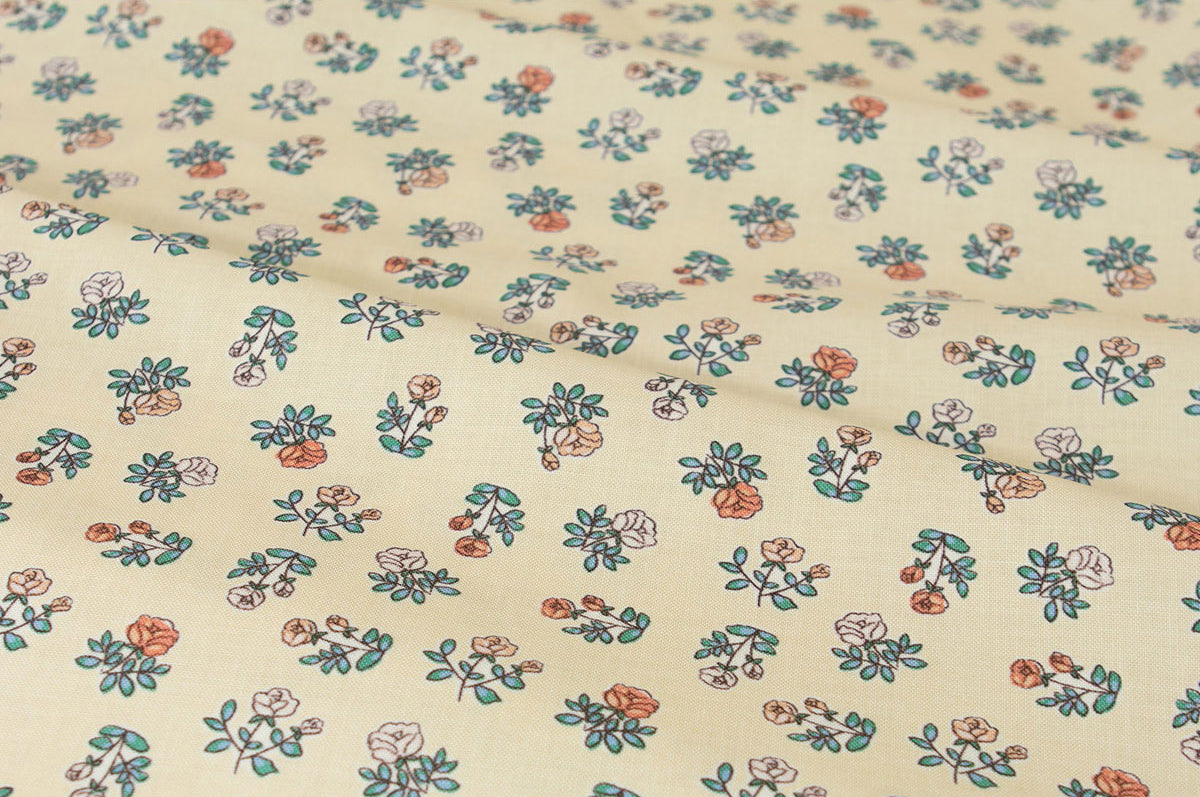 Flower Block Rose Stamp Patterned Fabric made in Korea by the Half Yard