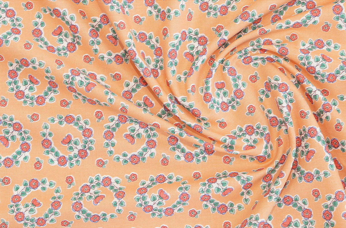 Flower Block Flower Circlet Patterned Fabric made in Korea by the Half Yard