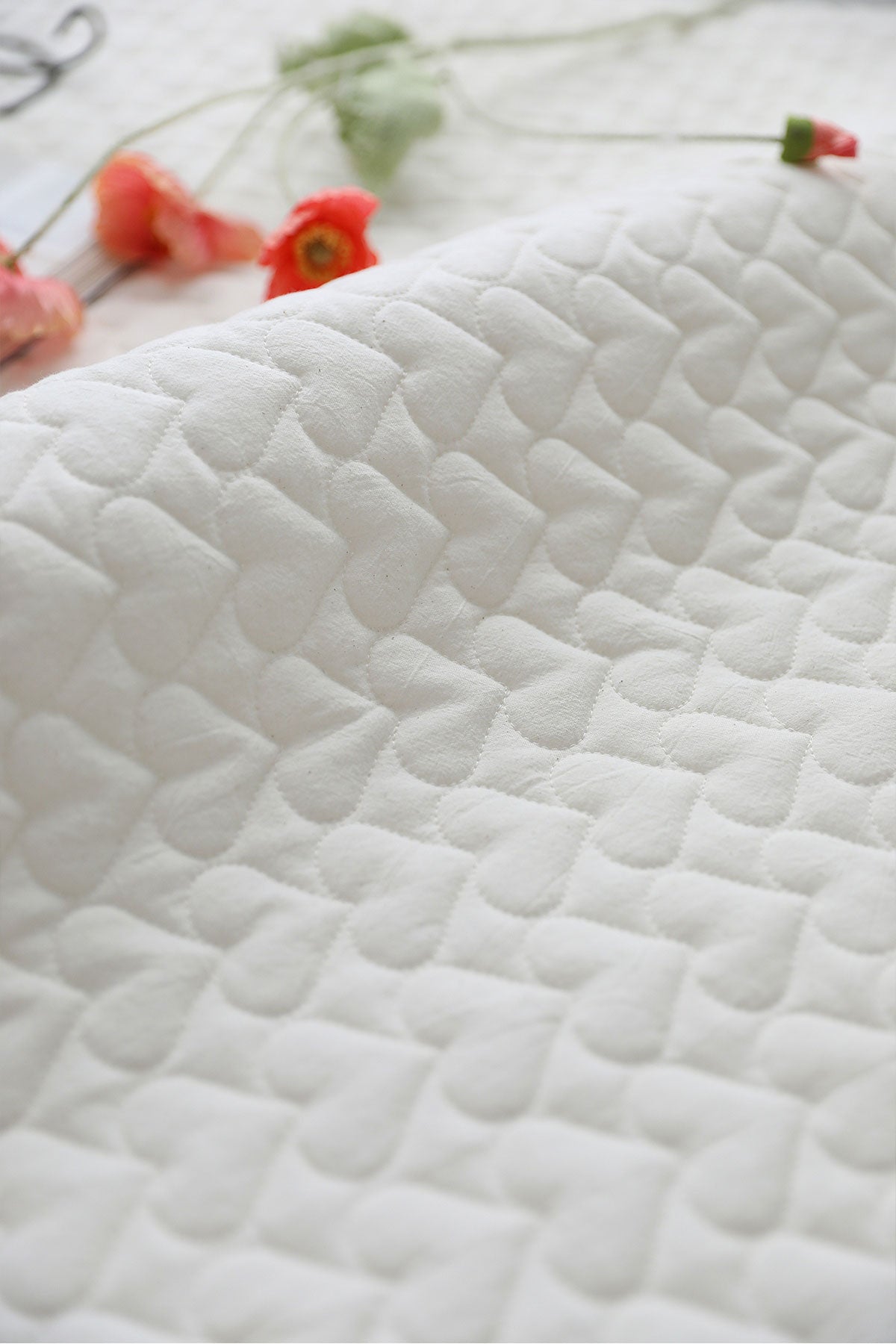 Natural Muslin Cotton 20s Heart Quilted Fabric made in Korea by the Yard 36" x 55" or 90 x 140cm