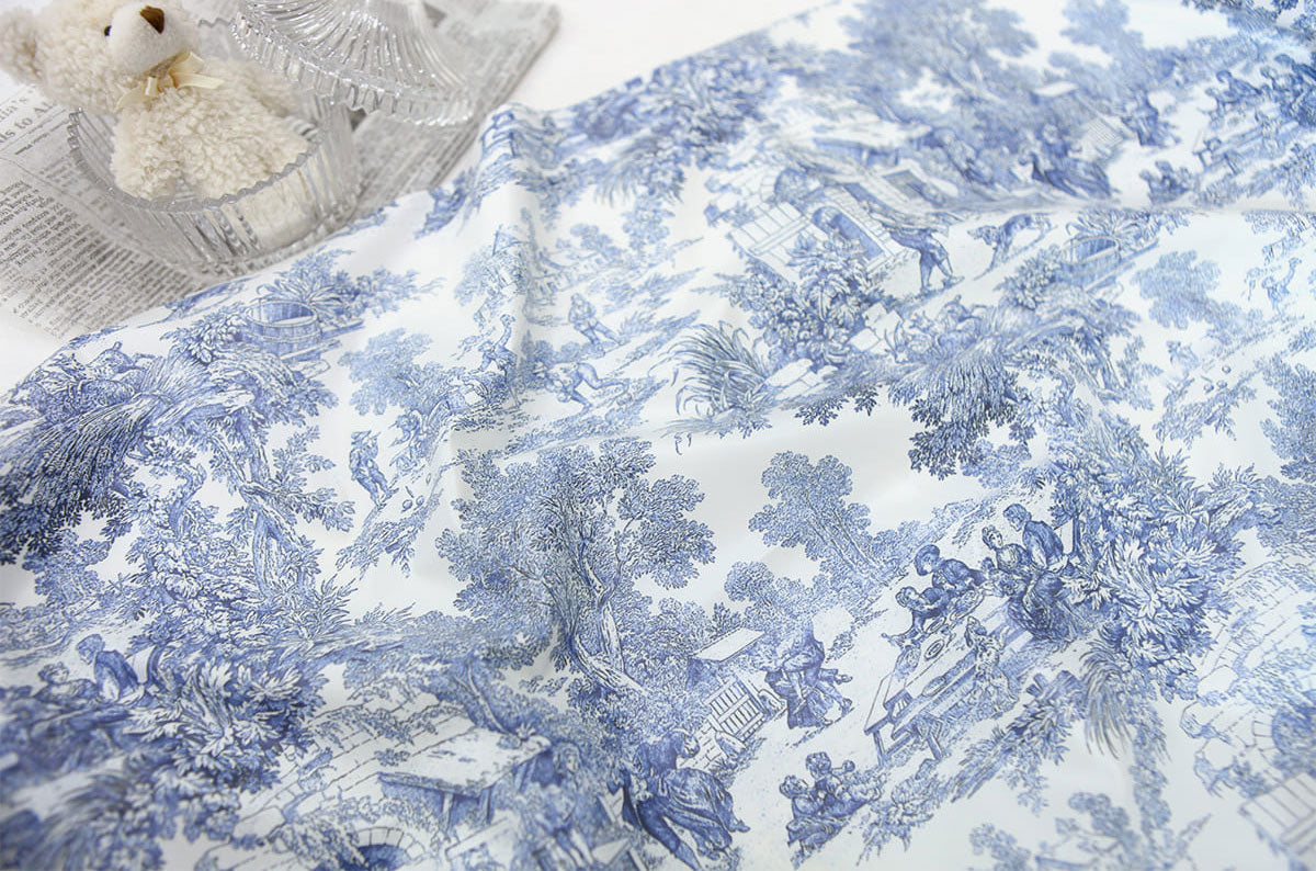 Toile de Jouy Microfiber TPU Laminated Water proof Fabric made in Korea by the Yard