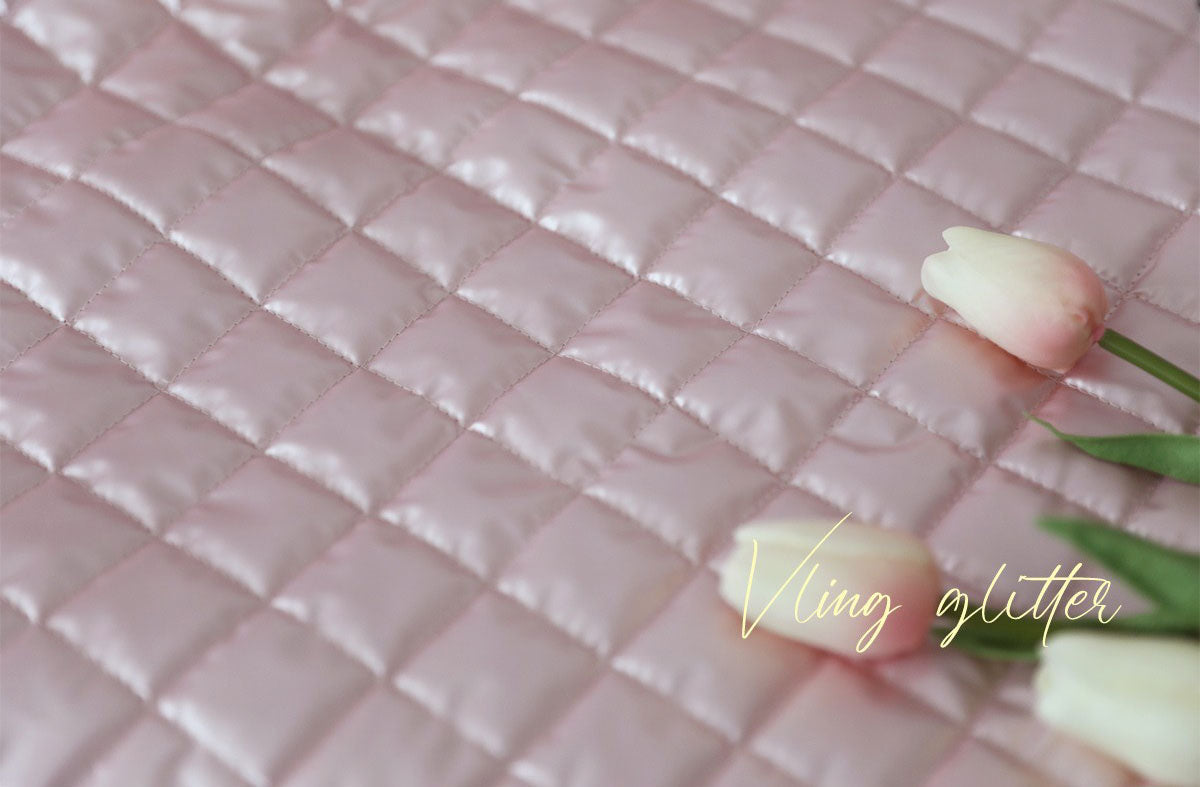 Pink Glitter Stripe Diamond Heart Patterned Quilted Nubi Polyester Fabric made in Korea by the Half Yard 18" x 59" or 45 x 150cm