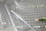 Silver Glitter Stripe Diamond Heart Patterned Quilted Nubi Polyester Fabric made in Korea by the Half Yard 18" x 59" or 45 x 150cm