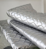 Silver Glitter Stripe Diamond Heart Patterned Quilted Nubi Polyester Fabric made in Korea by the Half Yard 18" x 59" or 45 x 150cm