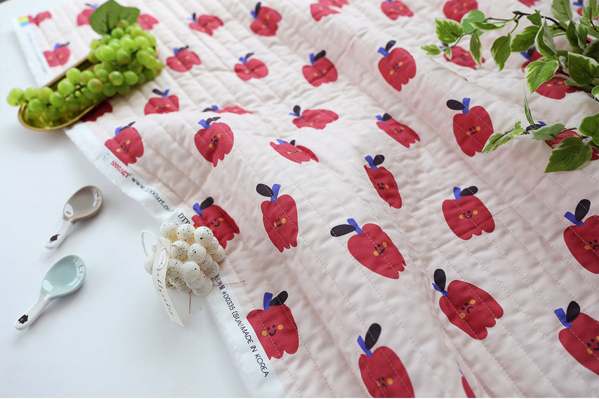 Fruits & Floral Stripe Quilted Fabric made in Korea by the Yard 18" x 44" or 45 x 110cm