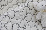 Ribbon Embroidery Patterned Double Side 30s Cotton Ribbon Quilted Fabric printed in Korea 18" x 55" by the Half Yard