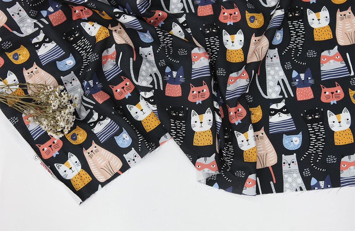 Fashion Cat Kitten Patterned Fabric made in Korea by the Half Yard