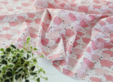 Cute Pink Pig Patterned Fabric made in Korea by the Half Yard