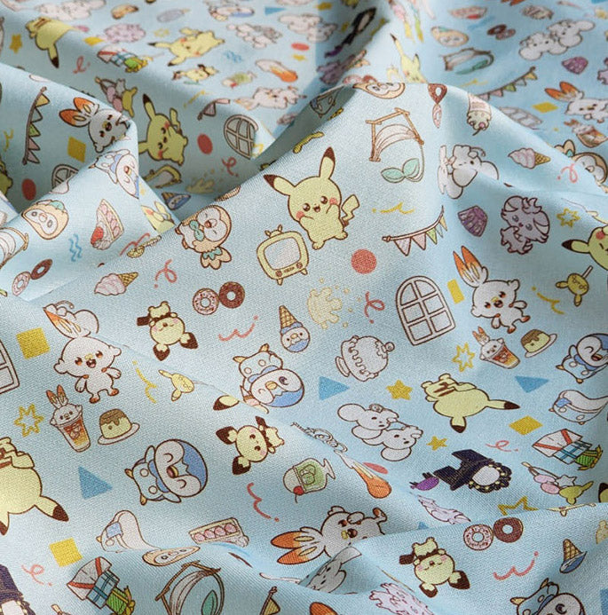 Pocket Monster, Pokemon Peaceful Place Best Friends Licensed Fabric made in Korea by the Half Yard