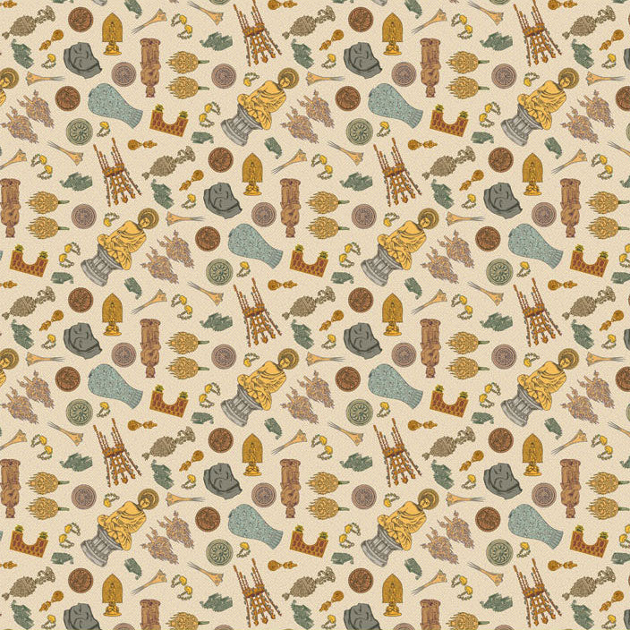 Korean Traditional Cultural Heritage Patterned Cotton Fabric made in Korea by the Half Yard