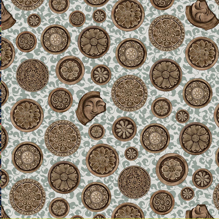韓国の伝統的な六角形の螺鈿ジャガエ柄の綿生地（半ヤード単位）