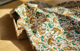 Korean Traditional Art Folk Painting Derpy Tiger Magpie Beige Patterned Cotton Fabric made in Korea by the Half Yard