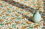 Korean Traditional Art Folk Painting Derpy Tiger Magpie Beige Patterned Cotton Fabric made in Korea by the Half Yard