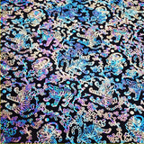 Korean Traditional Art 'Magpie Tiger' Black Foil Finishing Patterned Cotton Fabric made in Korea by the Half Yard