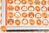 Animal Bread Bakery Dog Puppy Patterned Japanese Oxford Fabric by the Half Yard