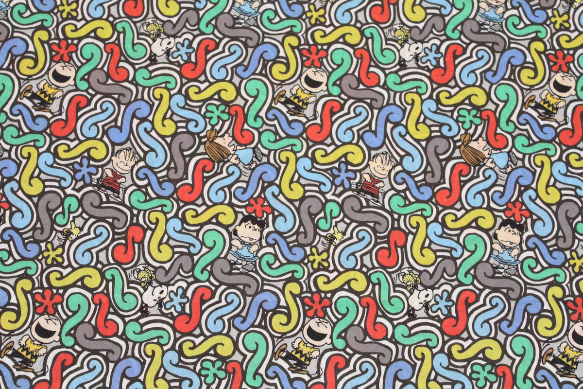 Liberty Tana Lawn Snoopy Peanuts Squiggly Geometry Fabric printed in Japan FQ 45cm by 53cm or 18" by 21"
