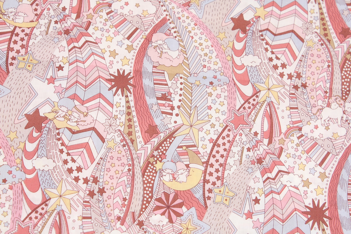 リバティ タナ ローン サンリオ ハローキティ フラワー ファブリック 日本製 FQ 45cm x 53cm または 18" x 21"