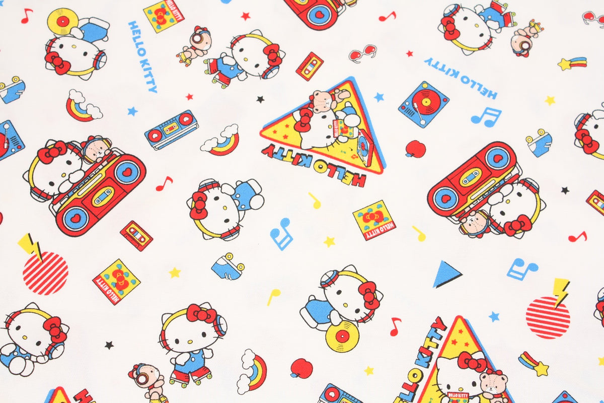 Sanrio Hello Kitty Music Retro Player Oxford Licensed Fabric printed in Japan by the Half Yard