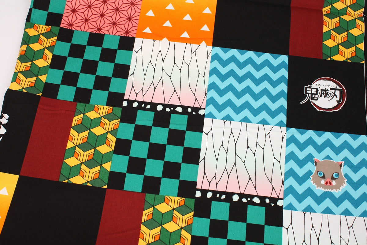 Japanese Demon Slayer Kimetsu no Yaiba Haori Patchwork Samurai Anime Oxford Fabric made in Japan by the Half yard