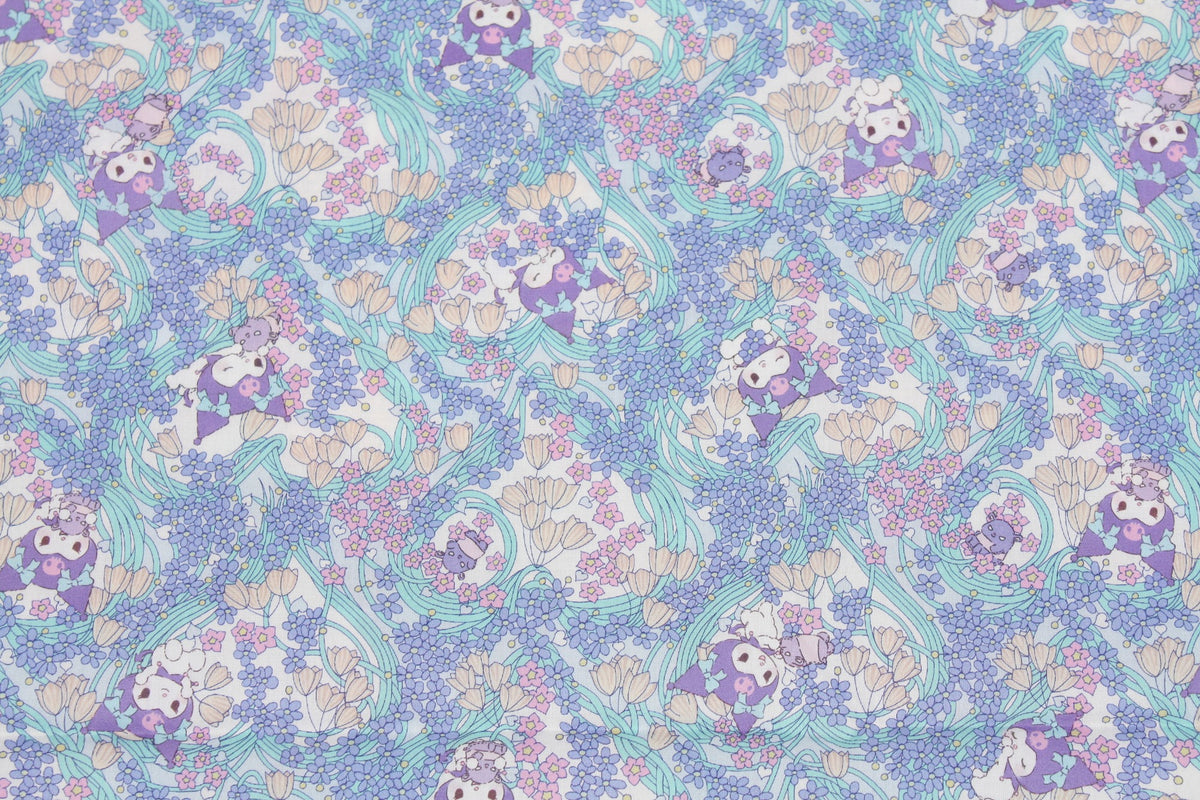 リバティ タナ ローン サンリオ ハローキティ フラワー ファブリック 日本製 FQ 45cm x 53cm または 18" x 21"