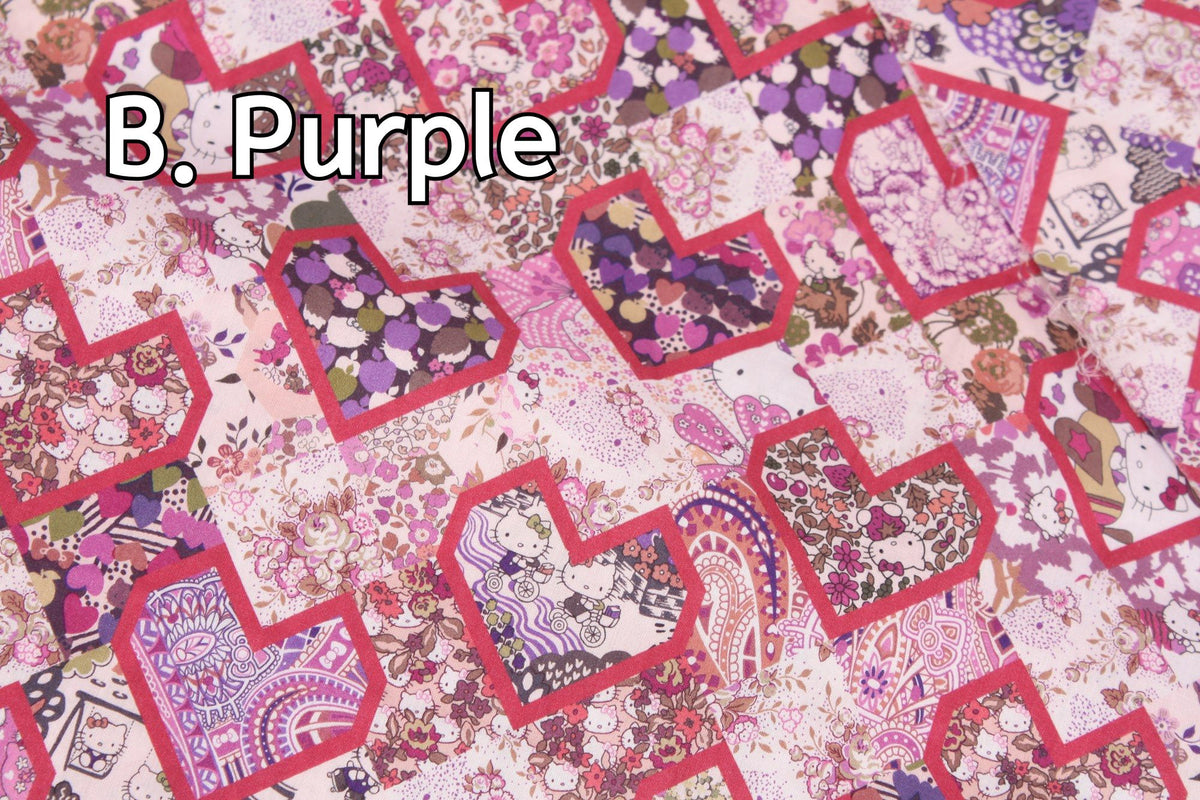 Liberty Tana Lawn 三麗鷗 Hello Kitty 花朵布料日本印花 FQ 45 公分 x 53 公分或 18 英寸 x 21 英寸
