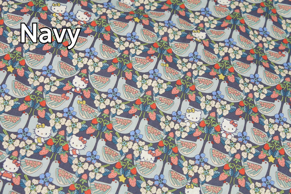Liberty Tana Lawn Sanrio Hello Kitty Strawberry Day Fabric printed in Japan FQ 45cm by 53cm or 18" by 21"