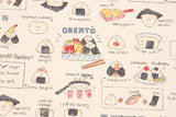 Onigiri Bento Riceball Recipe Pattern Oxford Fabric Japanese Fabric by the Half Yard