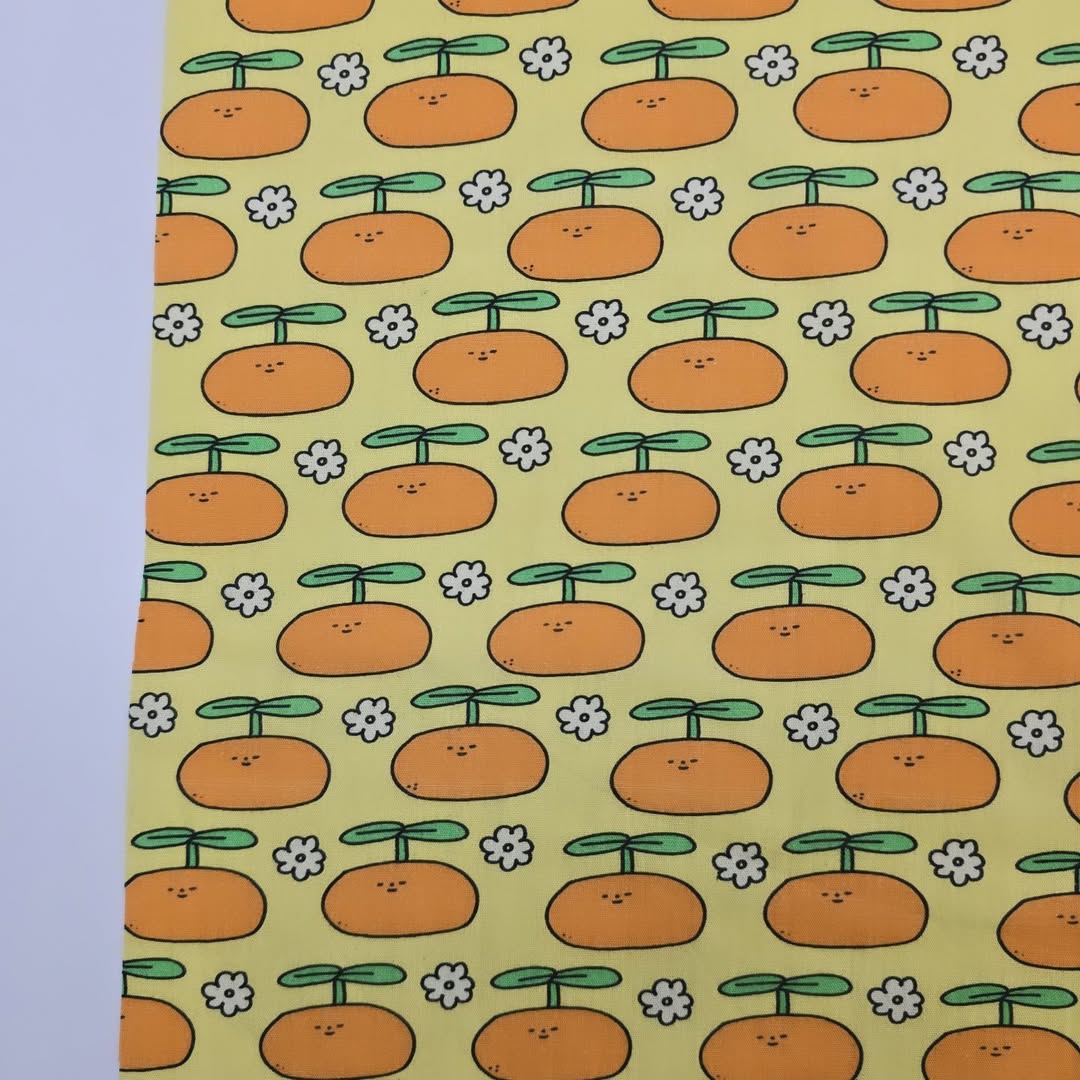 Mellow Dekopon Hanrabong Citrus 30s Cotton Fabric printed in Korea 36" x 57" 90cm x 145cm by the Yard