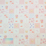 Cupcake Teddy Bear Tile Patterned 40s Fabric made in Korea by the Yard 36" x 58" or 90 x 145cm