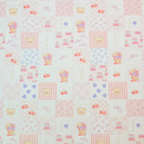 Cupcake Teddy Bear Tile Patterned 40s Fabric made in Korea by the Yard 36" x 58" or 90 x 145cm