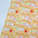 Pajama Teddy Bear Patterned 40s Fabric made in Korea by the Yard 36" x 58" or 90 x 145cm