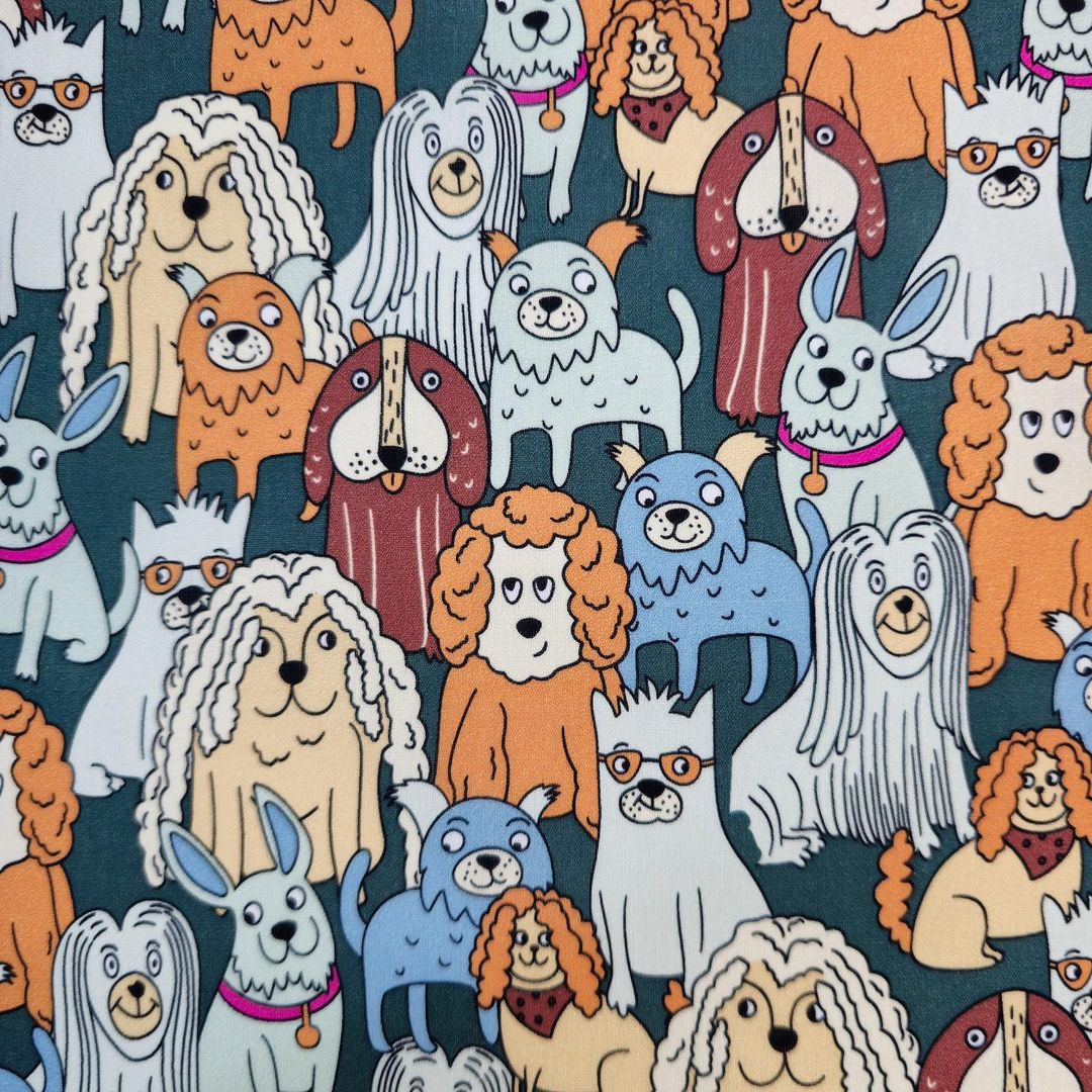 Cute Dog Puppy Friends Patterned 40s Fabric made in Korea by the Yard 36" x 58" or 90 x 145cm