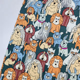 Cute Dog Puppy Friends Patterned 40s Fabric made in Korea by the Yard 36" x 58" or 90 x 145cm