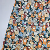 Cute Dog Puppy Friends Patterned 40s Fabric made in Korea by the Yard 36" x 58" or 90 x 145cm