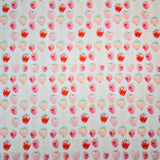 Watercolor Rabbit Strawberry Fruits Patterned 40s Fabric made in Korea by the Yard 36" x 58" or 90 x 145cm