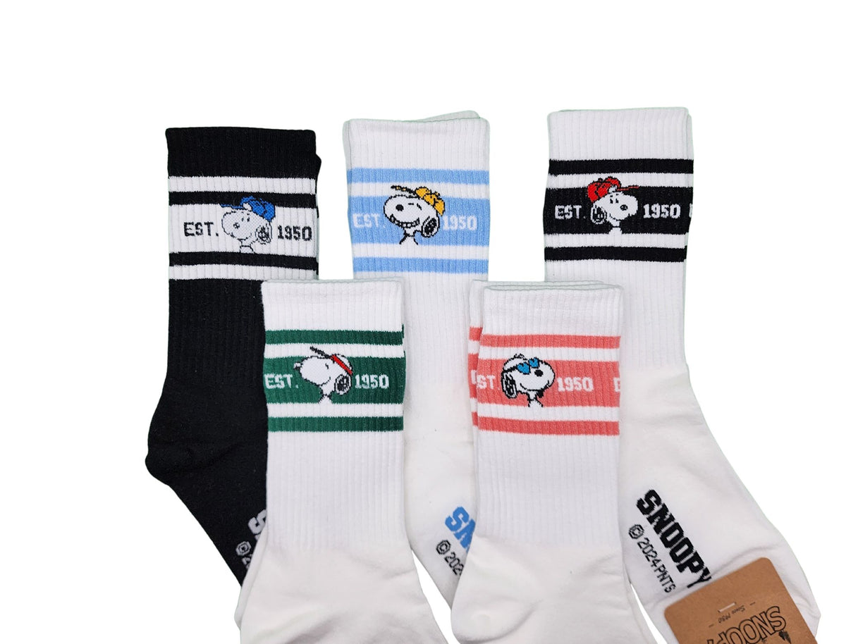 5 Pairs of Snoopy Sporty Socks Half-Crew Socks Women's Socks