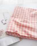 Check Patterned Gingham Stripe Solid Peach Pink Biowash Fabric printed in Korea 36" x 62" 90cm x 160cm by the Yard